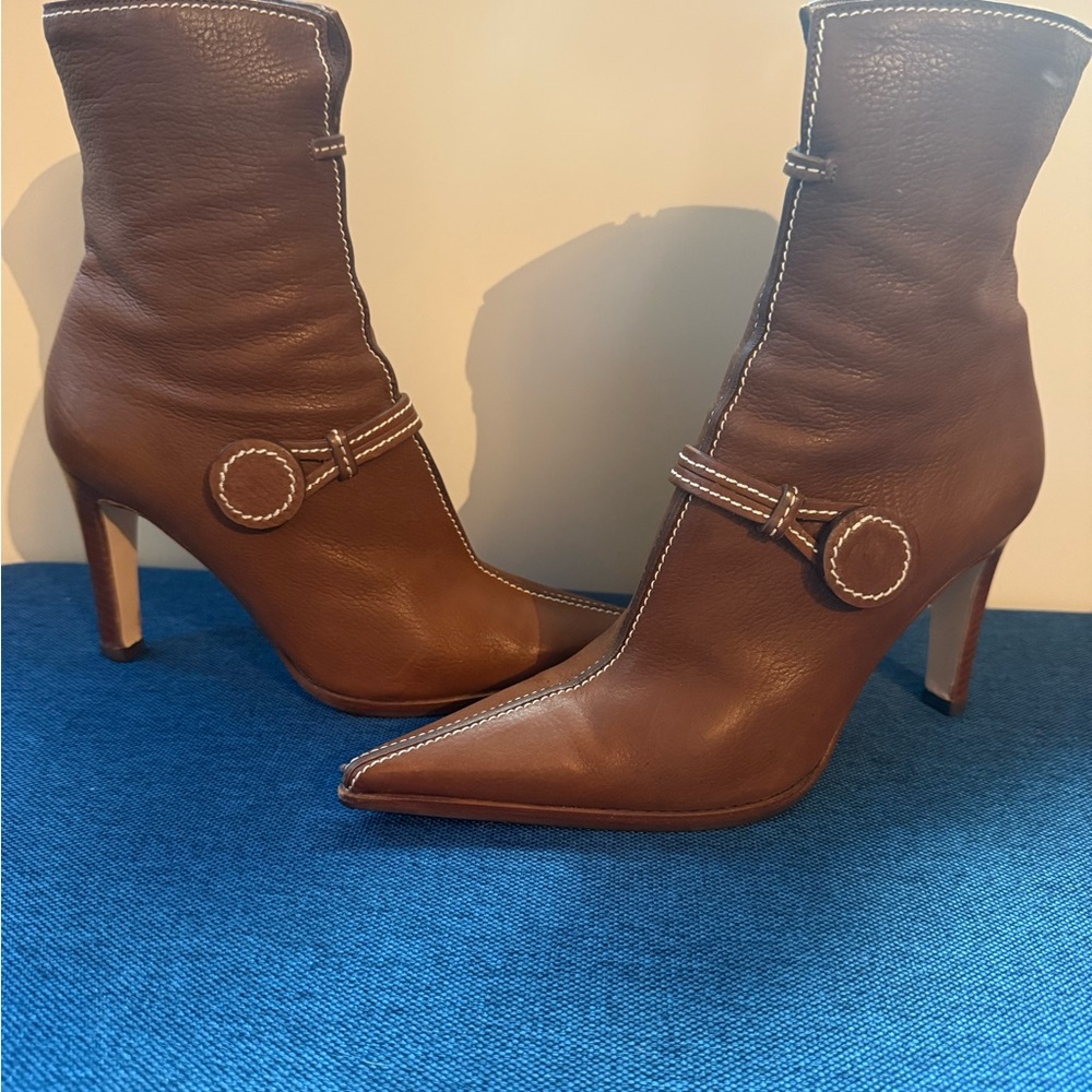 Sergio Rossi brown Leather Ankle Boots 35